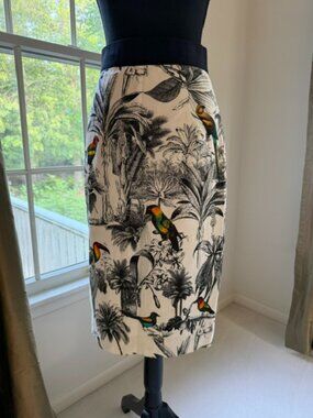 Milly Tropical Toile Print Pencil Skirt